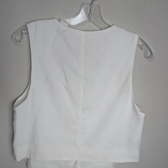 Show Me Your Mumu Vicky Vest Women's Small White Linen Shirt Top Golden 2 - Picture 3 of 15
